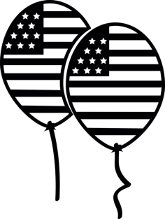 July Fourth Balloons Outline Svg File, Free Vectors File
